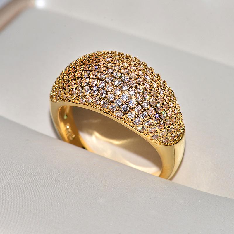 Luxury Star Ring: Full Diamond Zircon Gold-Plated Silver Fashion Jewelry for Women