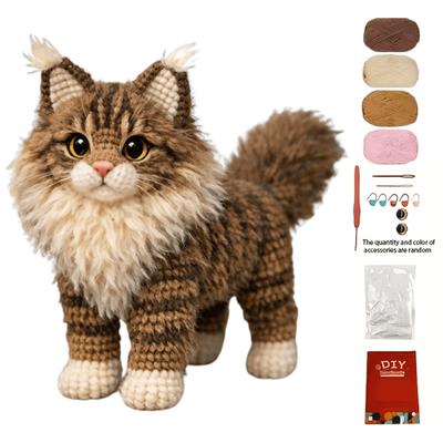 Tabby Cat DIY Crochet Kit for Beginners Adults Birthday Gifts Easy Arts and Crafts Knitting Kit W/ Step-by-Step Tutorials