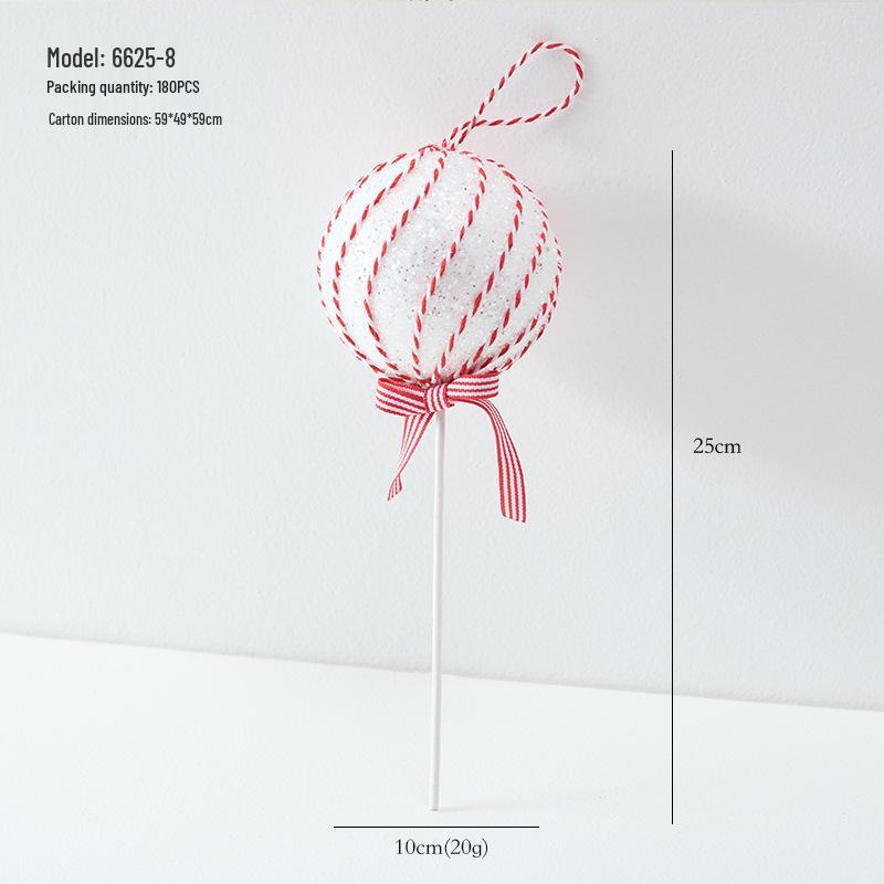 Christmas Red & White Irregular Shaped Ornaments: Balls, Candy Canes, Lollipops for Tree Decoration
