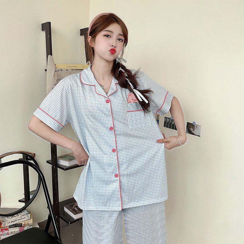 Pajamas Women's Summer Short-sleeved Gentle Wind Simple High-value Casual Women's Short-sleeved Loungewear Set
