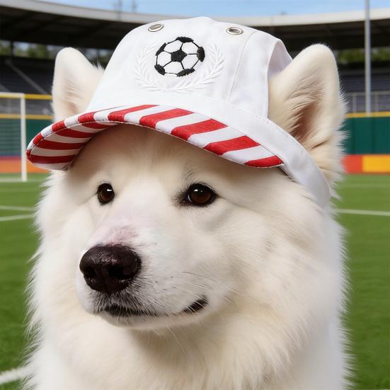 Proužkovaná baseballová čepice pro mazlíčky Fotbalová výšivka Kočičí klobouk Prodyšná psí baseballová čepice s nastavitelnou šňůrkou pro psy a kočky Ochrana proti slunci