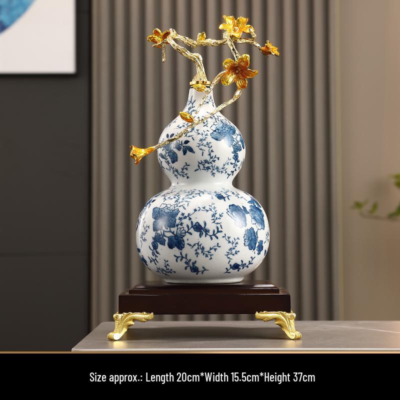 Cloisonné Gourd Ornament: Chinese Ceramic Handicraft for Living Room or Wine Cabinet Decor