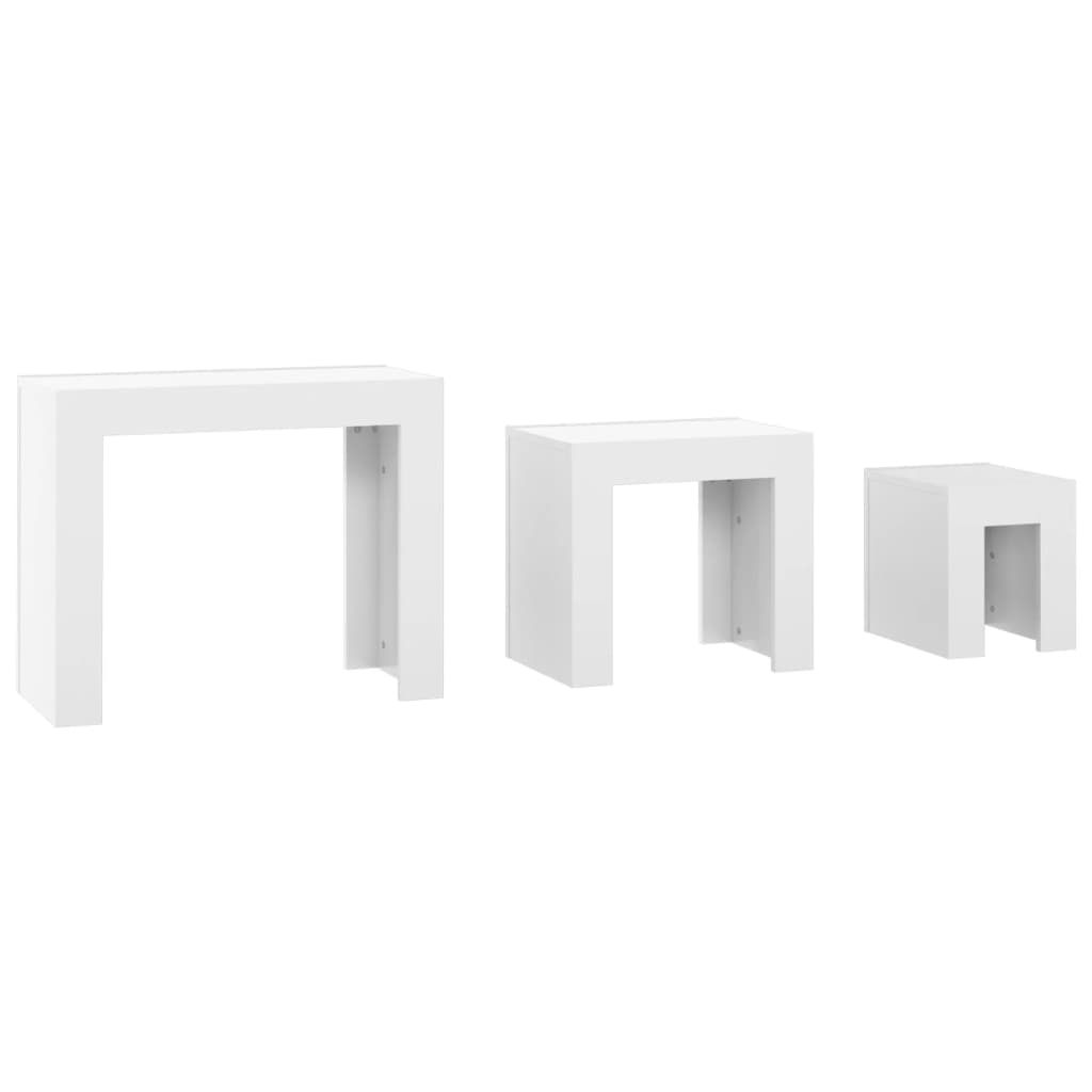  Sliding Tables, 3 Pcs., White Gloss