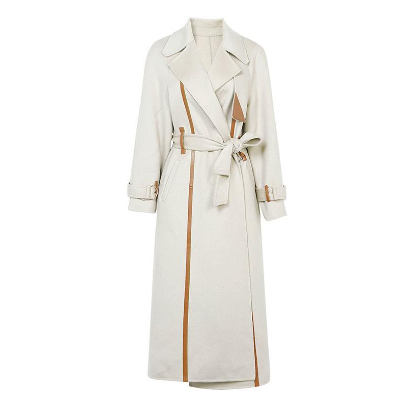 Fashionable Color Block Woolen Coat with Thickened Clothes for Women In Autumn and Winter