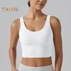 Yoga Vest Bra with Fixed Breast Pads Deep V Back Design Sport Vest Solid Color Shockproof Bra Top Running Fitness Camisole