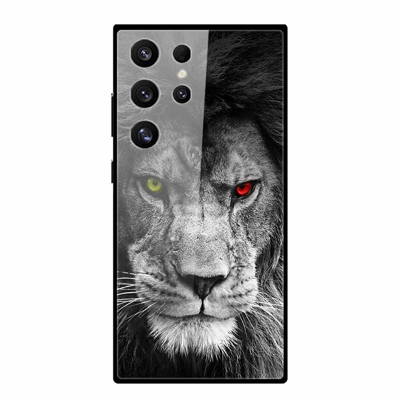 For Samsung S25 S 25 Ultra Hard Tempered Glass Case Capa Coque Bumper For Samsung Galaxy S 24 S24+ FE Wolf Phone Back Cover