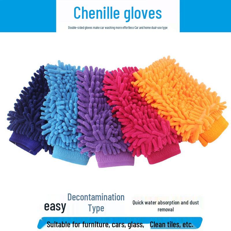 Chenille Coral Fleece Double-Sided Car Wash Mitts