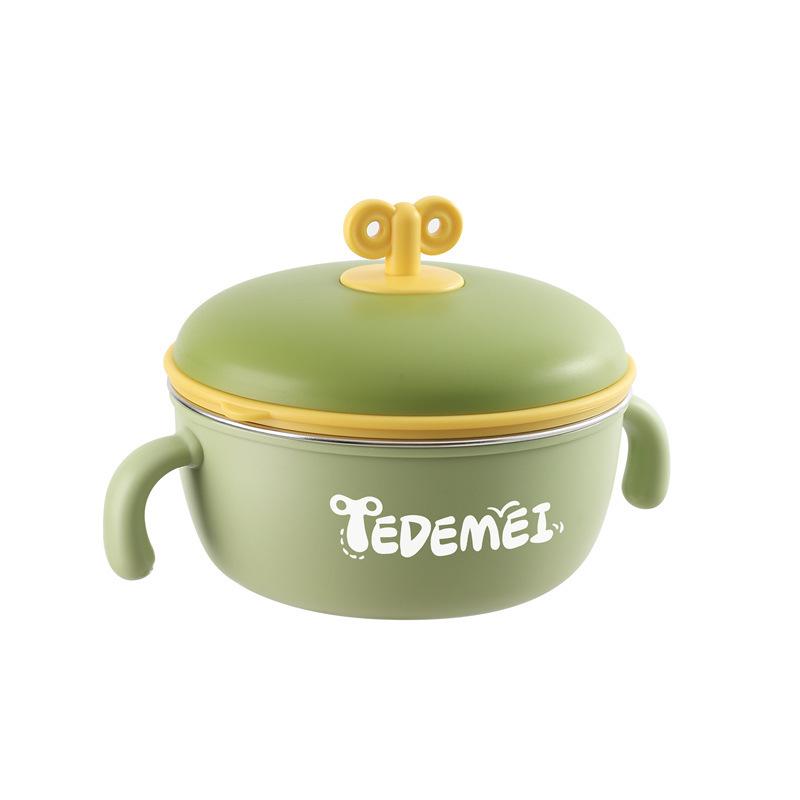 

Toddler Food Bowl: Stainless Steel, Food-Grade, with Handle - Safe for Babies & Toddlers зелёный