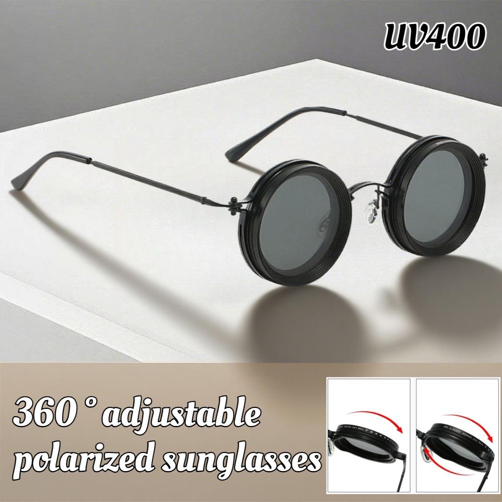 Neutral New Round Frame Adjustable Light-reducing Sunglasses Outdoor Fishing Driving UV400 Personalized Polarized Sunglasses
