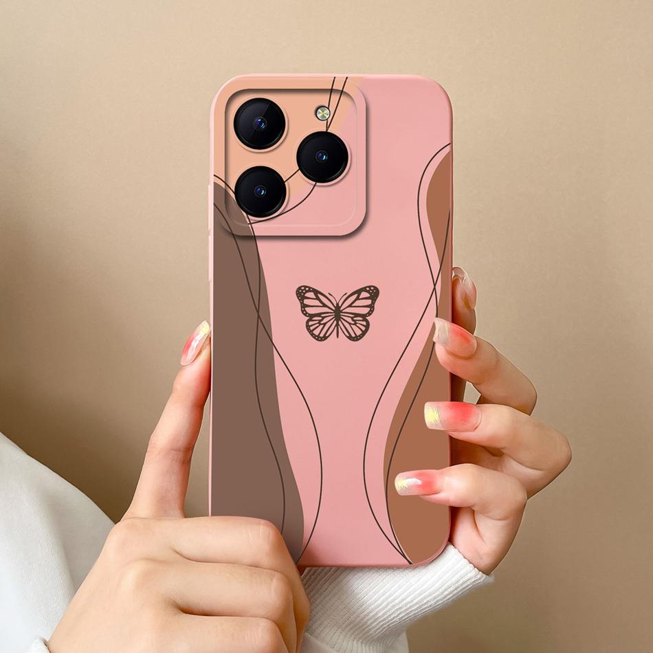 Etui na telefon Realme C63 C61 Pokrowiec z tyłu Serce Motyl Dla Oppo Realme C 61 C 63 Miękki Płynny Silikon Ochrona Aparatu Fundas