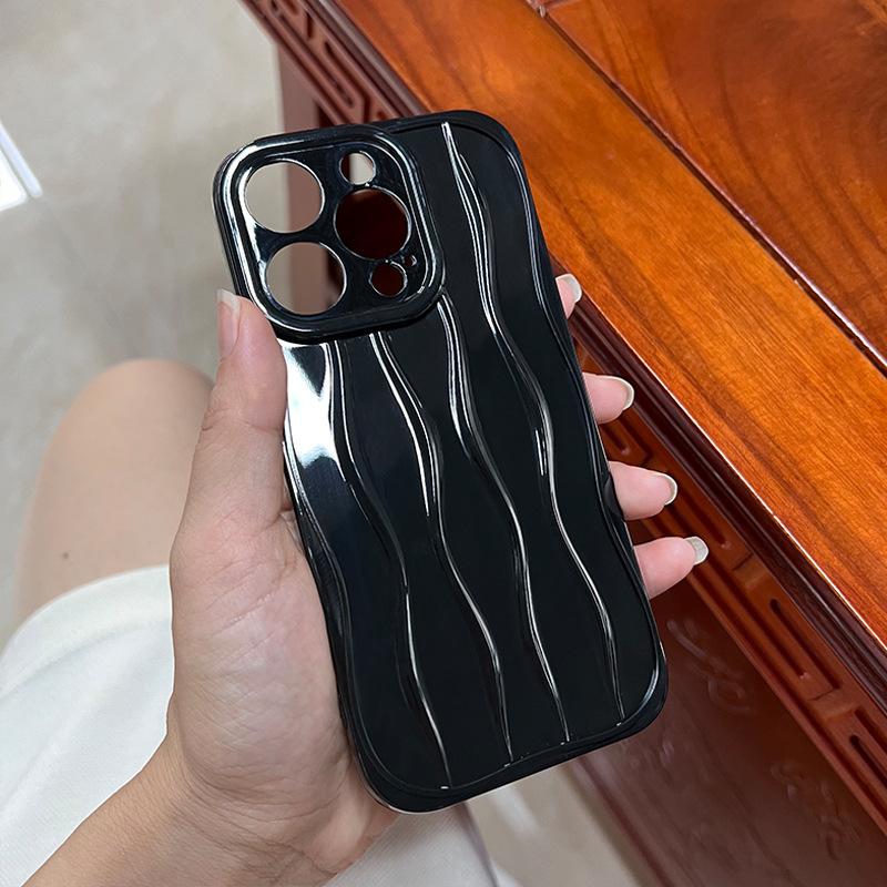 Suitable for Apple 16ProMax Curved Case 11 Water Ripple TPU13/14 Fine Hole 15 Full Cover 12 Phone Case