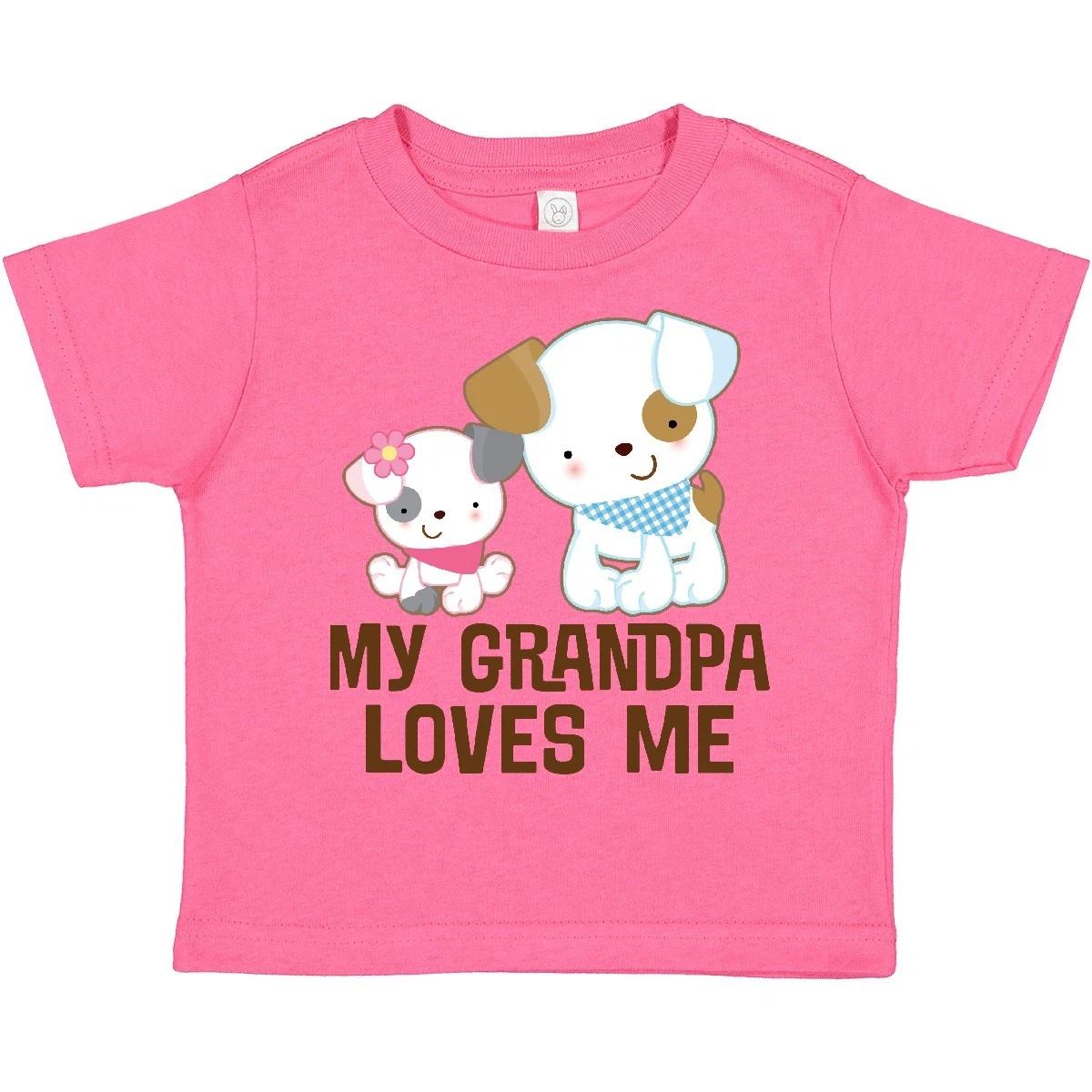 Inktastic My Grandpa Loves Me Girls Toddler kids boys T-Shirt Grandchild From Childs Puppy 100