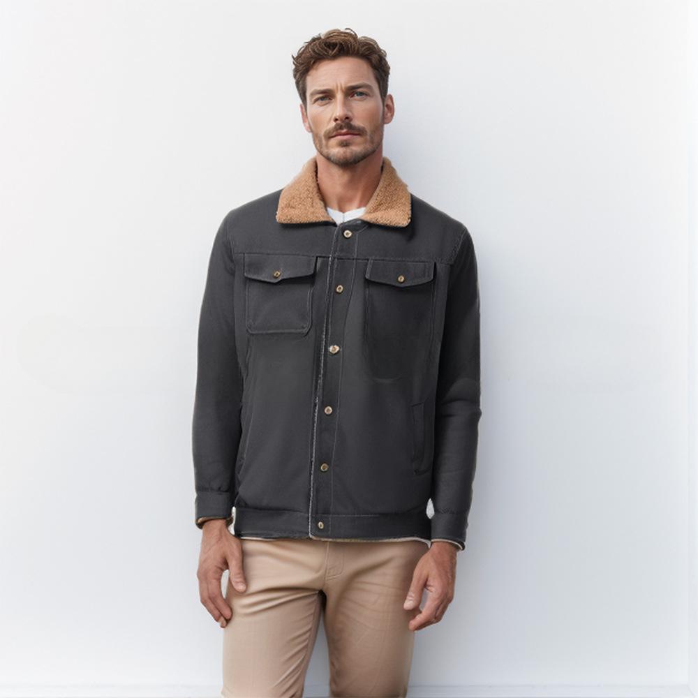 Men's Autumn and Winter Plus Velvet Jacket Cotton Workwear Casual Men's Top Coat
