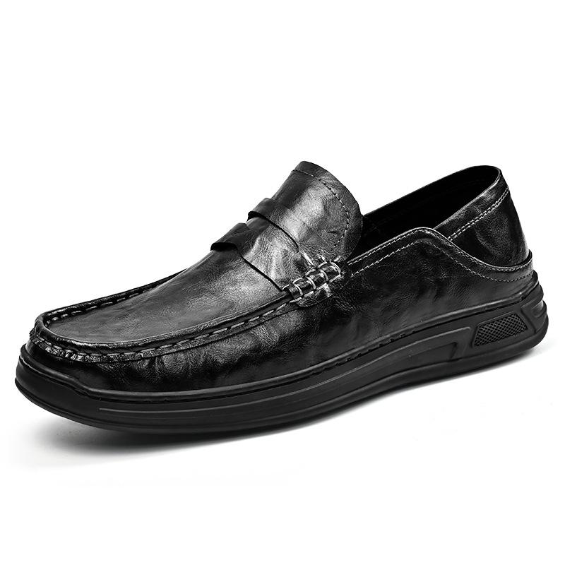 

Leather shoes men s 2025 autumn new leather cowhide business casual shoes soft sole non-slip middle-aged dad shoes large size 46 38