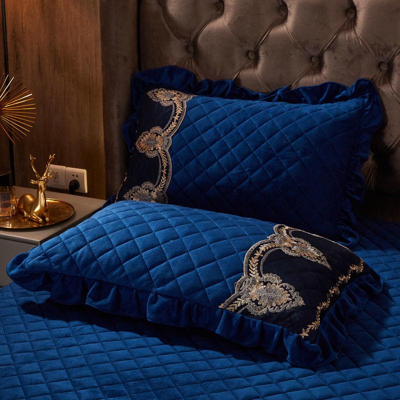 

Оксамитова наволочка з вишитим мереживом, європейський однотонний домашній декор, прямокутна подушка Шамс, зима, тепла, м’яка, 48x74 см 2PC 48x74cm