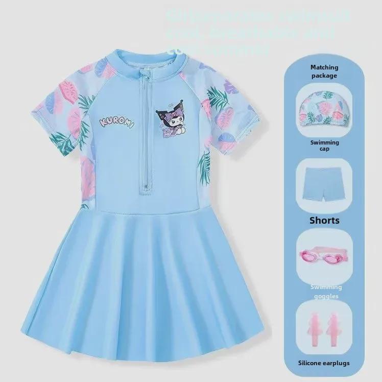 2024 Kulomi Girls' One-Piece Sunscreen Swimsuit for Summer and Hot Springs