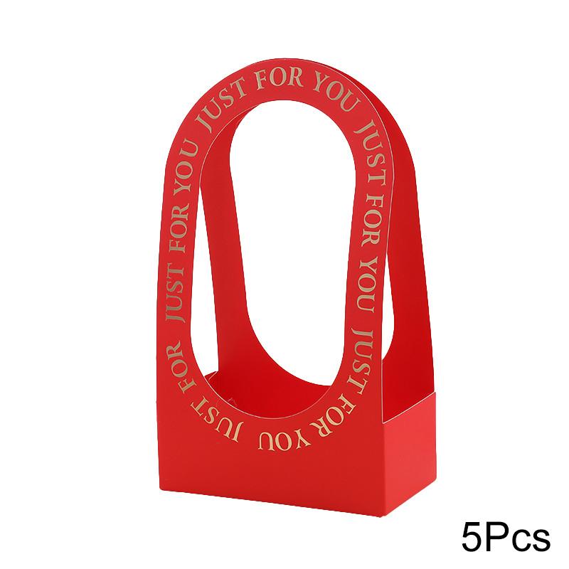 5 stk Gaveesker med Håndtak Sammenleggbare Dobbeltsidige Trykte Blomsteresker Bukett Innpakningsmateriale Blomsterkurv Håndverk Valentinsdag