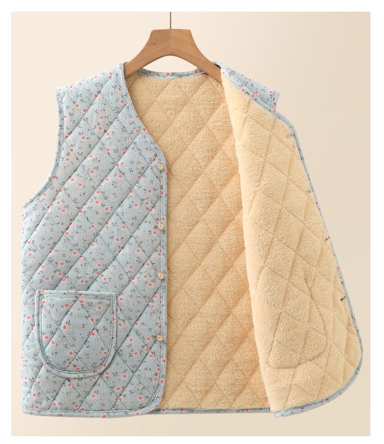 Elegante Herbst/Winter Samtweste für Frauen mittleren Alters - Warm, stilvoll, Oberbekleidung mit Blumendruck.