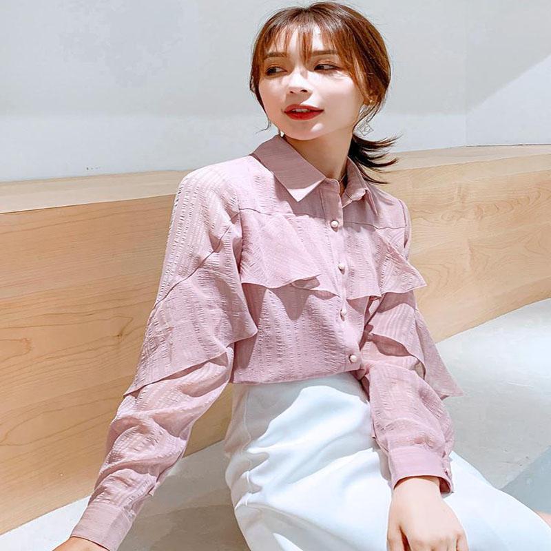 Chiffon Shirt Women&#039;s Fashion Long-sleeved Shirt Korean Loose Western-style Blouse Ladies&#039; Shirt