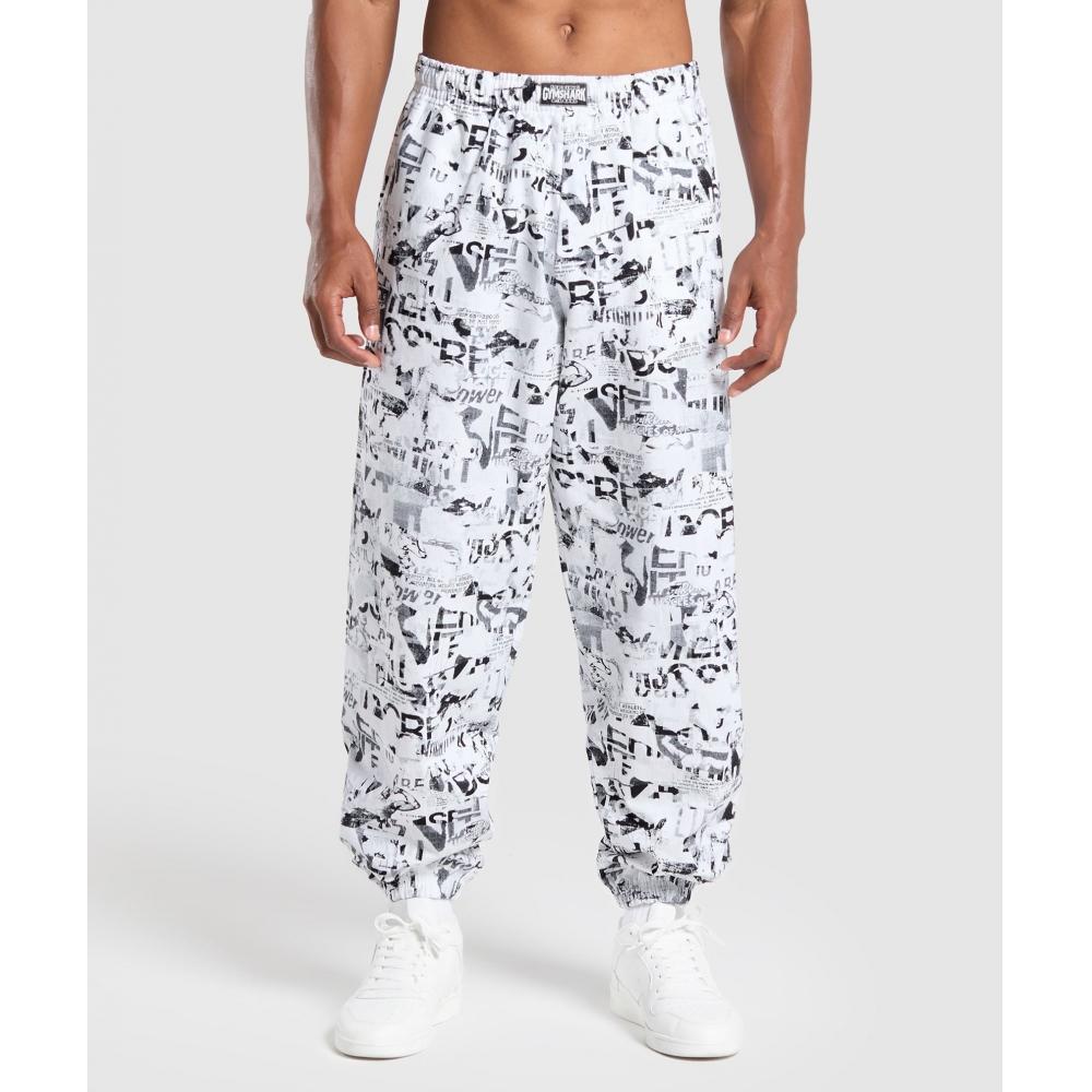 

Gymshark Lifting Oversized Printed Woven Pants White A6a9b Wcrm S