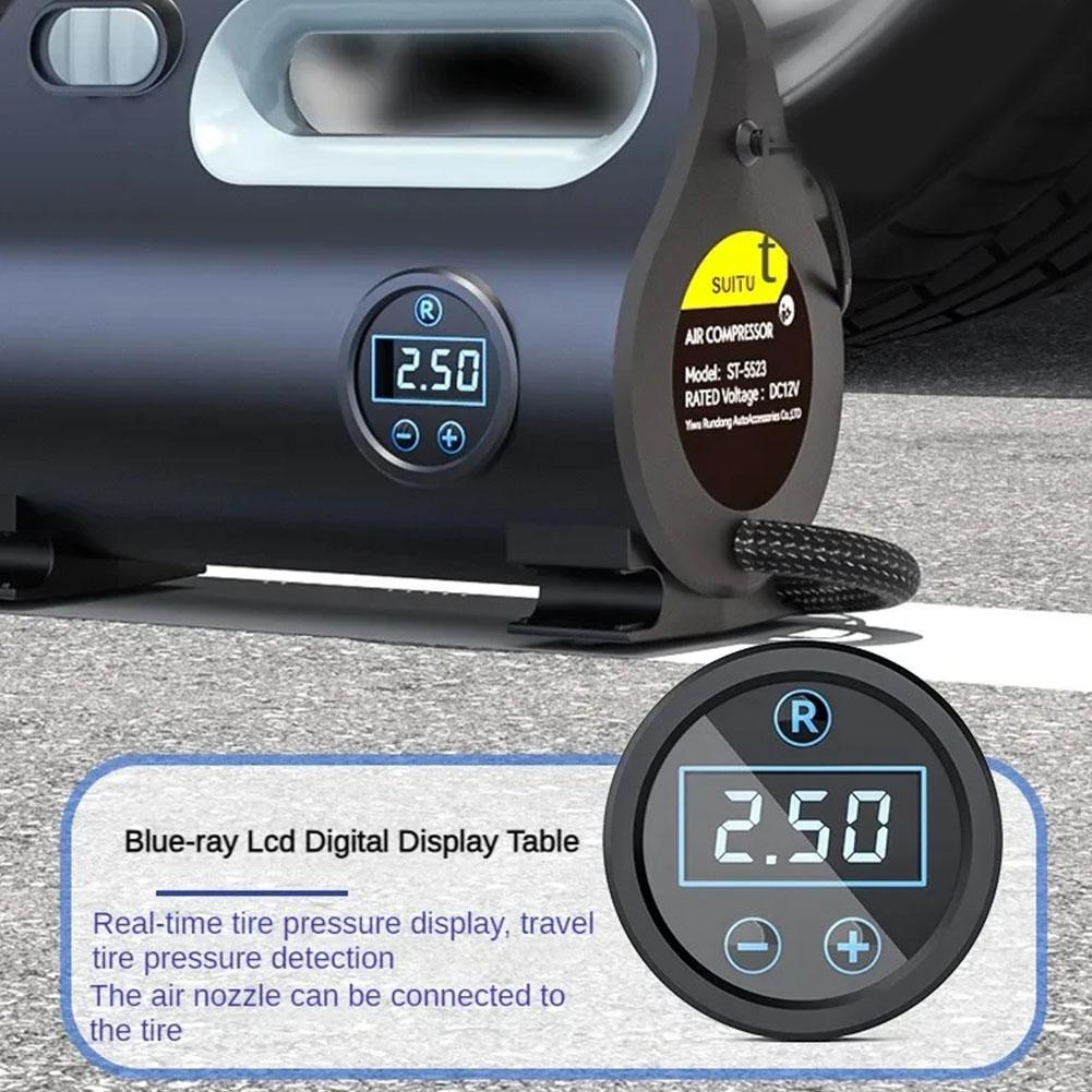 Compressore elettrico per pneumatici per auto, gonfiatore per pneumatici, pompa per aria digitale a LED, mini compressore portatile da 12 V per auto, moto, bicicletta