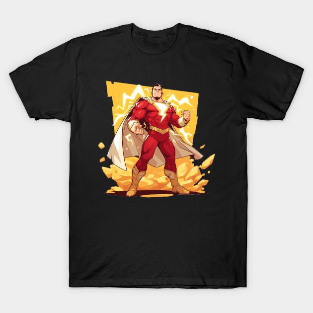 

Men Black Print T-shirt Shazam No-Cut Transfer Paper Print Cotton Tshirt 2XL чёрный