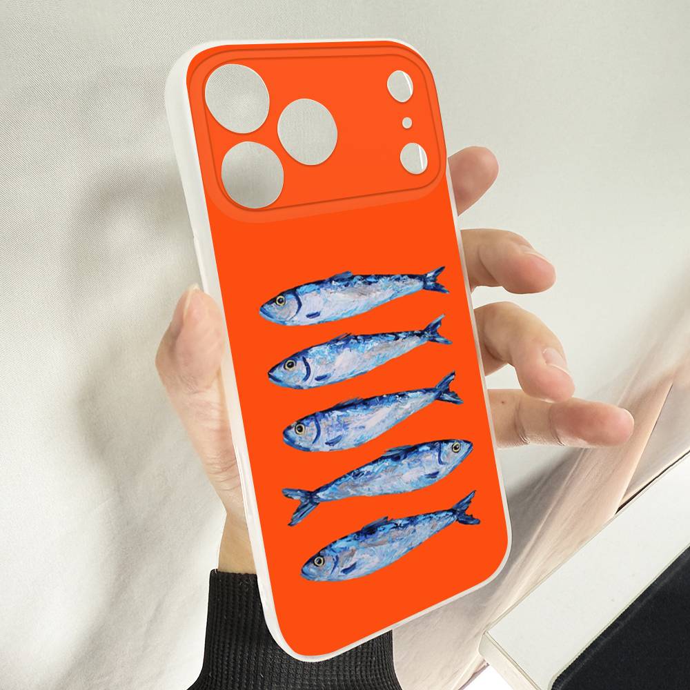 Sardines Fish Art Phone Case For iPhone 14,16,15,11,13,17,12,Air,Mini,Plus,E,Pro,Max Magnetic Magsafe Frosted Cover