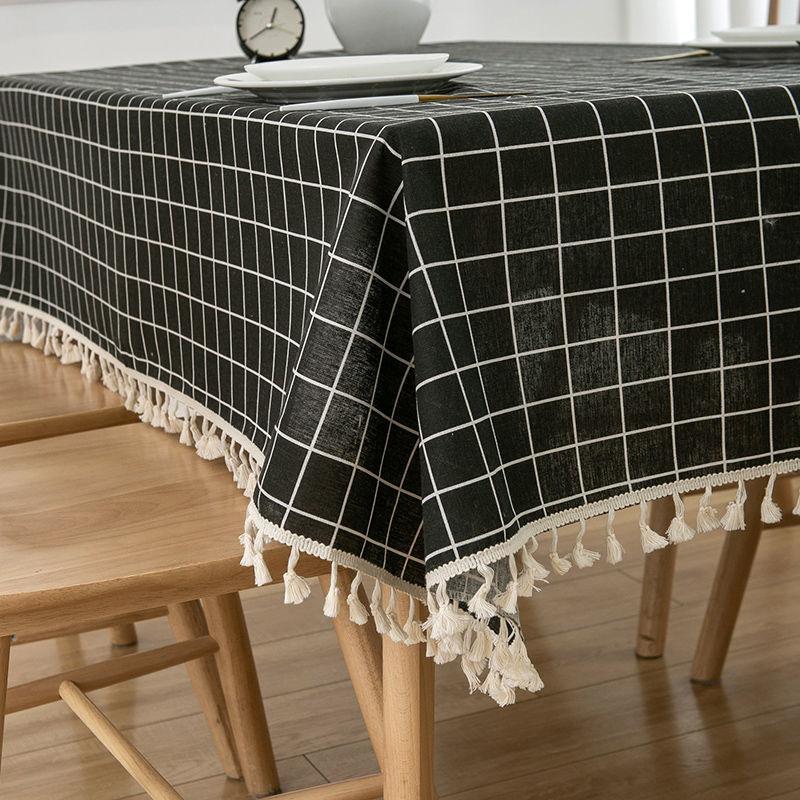 Nordic Cotton Linen Tablecloth Soft Comfortable Durable Waterproof Heat Insulation Square Tassel Trendy Fresh Dining Table Cloth