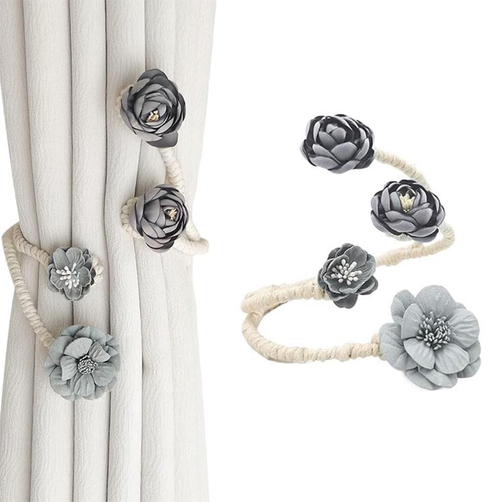 Rose Flower Curtain Tieback No Drill Hooks Creative Living Room Window Rope Tie Flower Curtain Holdbacks for Home Decor