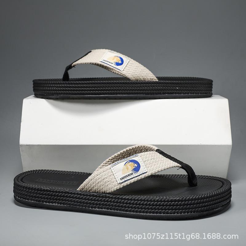 Summer Men's Flip-flops Webbing Pinch Feet Men's Outdoor Non-slip Wear-resistant Thick-bottomed Cool Slippers for Durable Wear