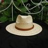 French Retro Beige Wheat Flower Woven Panama Jazz Top Hat For Men And Women Summer Sun Protection Shade Wide Brim Straw Hat