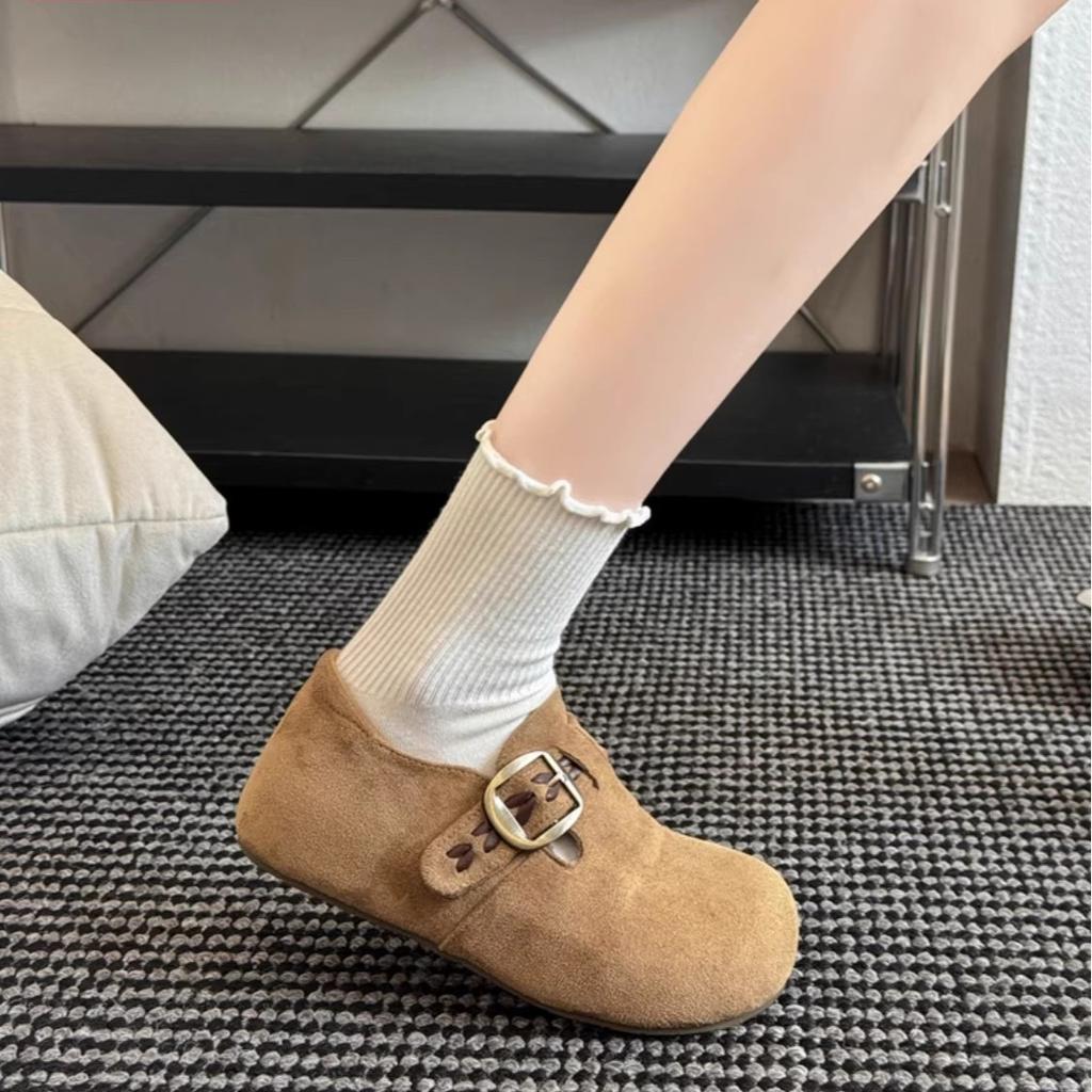 Korean Retro Embroidery All-inclusive Boken Shoes, Women's Retro One-pedal Platform Casual Single Shoes, New In Autumn 2025