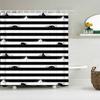 Black And White Striped Shower Curtain With Hooks Waterproof Polyester Fabric Geometric Pattern Home Decor Bathroom Curtain Baño