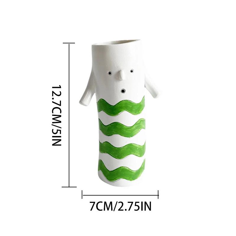 

Lovely Painted Doll Small Vase Plant Pots Table Decoration Flower Arrangement Character Resin Floral Vase Room Aesthetic Decor
