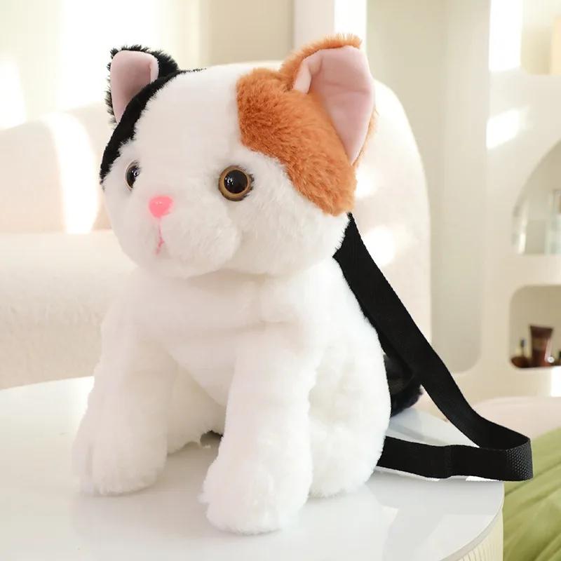 Super Cute Trendy And Fashionable Cat BackpackPlush Cat Backpack Pure Handmade Simulation Cat Shopping Bag For Birthday Gifts
