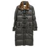Gola de vison Jaqueta acolchoada de couro Roupa Casaco longo Couro Marrom