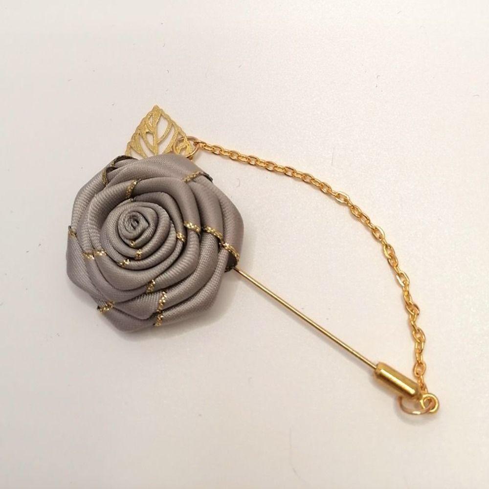 Manschettknappstillbehör Ros Krage Nål Blad Lapeldekoration Herr Corsage Tyg Blommig Märke