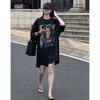 Fashion Trend Versatile Slim-fit Printed Crew Neck Long Short Sleeve European Foreign Style Age Reducing Top T-Shirt Summer 2025