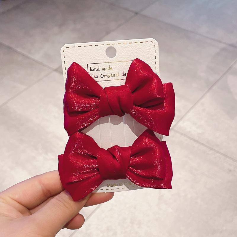2Pcs New Cute Princess Pearlescent Bow Girl Hairpins Children Headwear Hair Clips Hairgrips Barrettes Hair Accessories