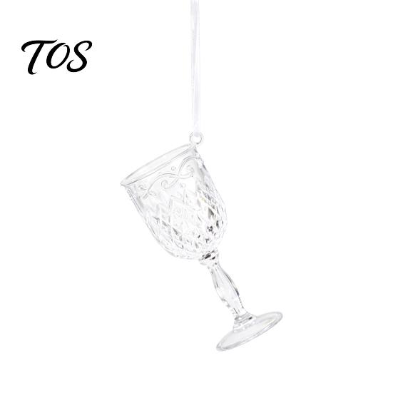 Durable Acrylic Hanging Decors Faux Crystal Christmas Ornaments, Clear Reindeer/Bell/Wreath/Wine Glass Winter Shiny Simulated Charms Wonderland