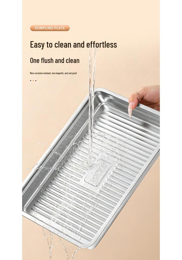 304 Stainless Steel Dumpling Tray: Food Grade Quick Freeze & Fresh-Keeping Box for Refrigerator Storage