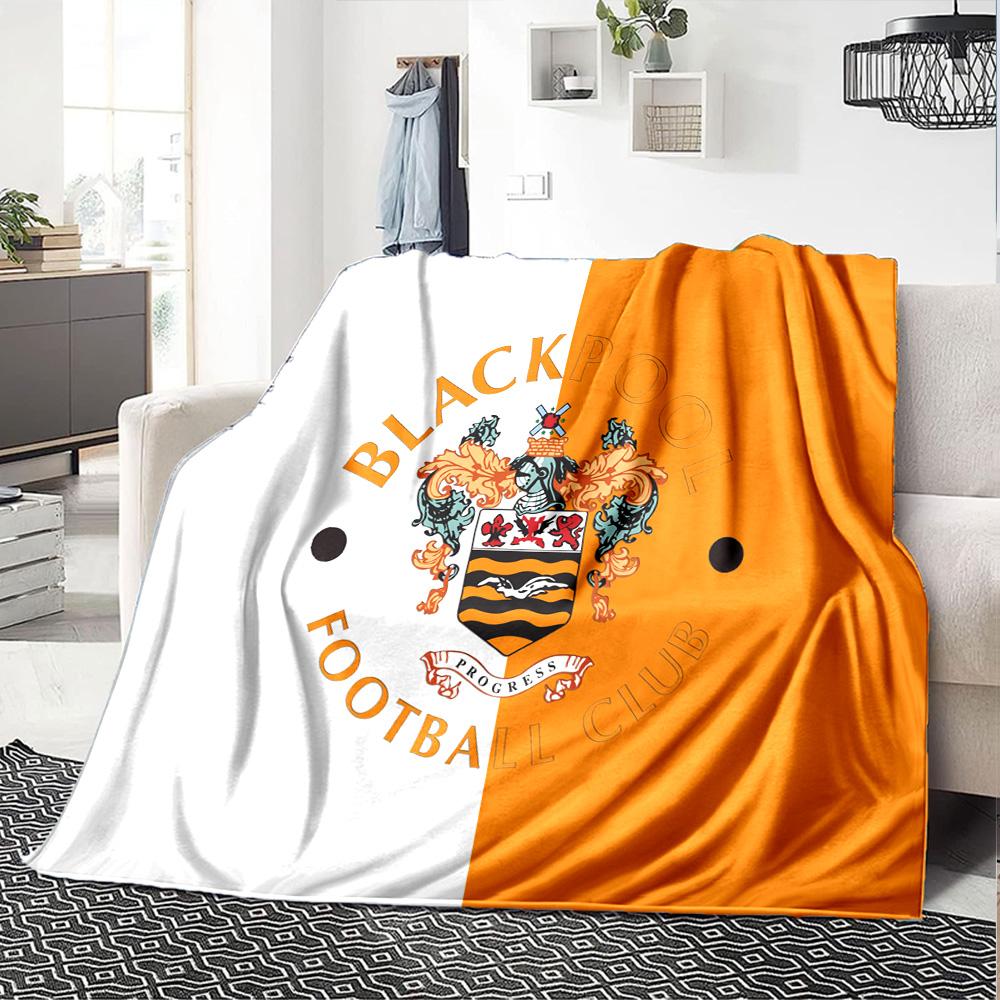 Coperta in Flanella con Stemma del Blackpool Football Club, Poliestere Morbido, Design Moderno, Per Tutte le Stagioni per Campeggio, Viaggi, Regali per le Feste o Compleanni