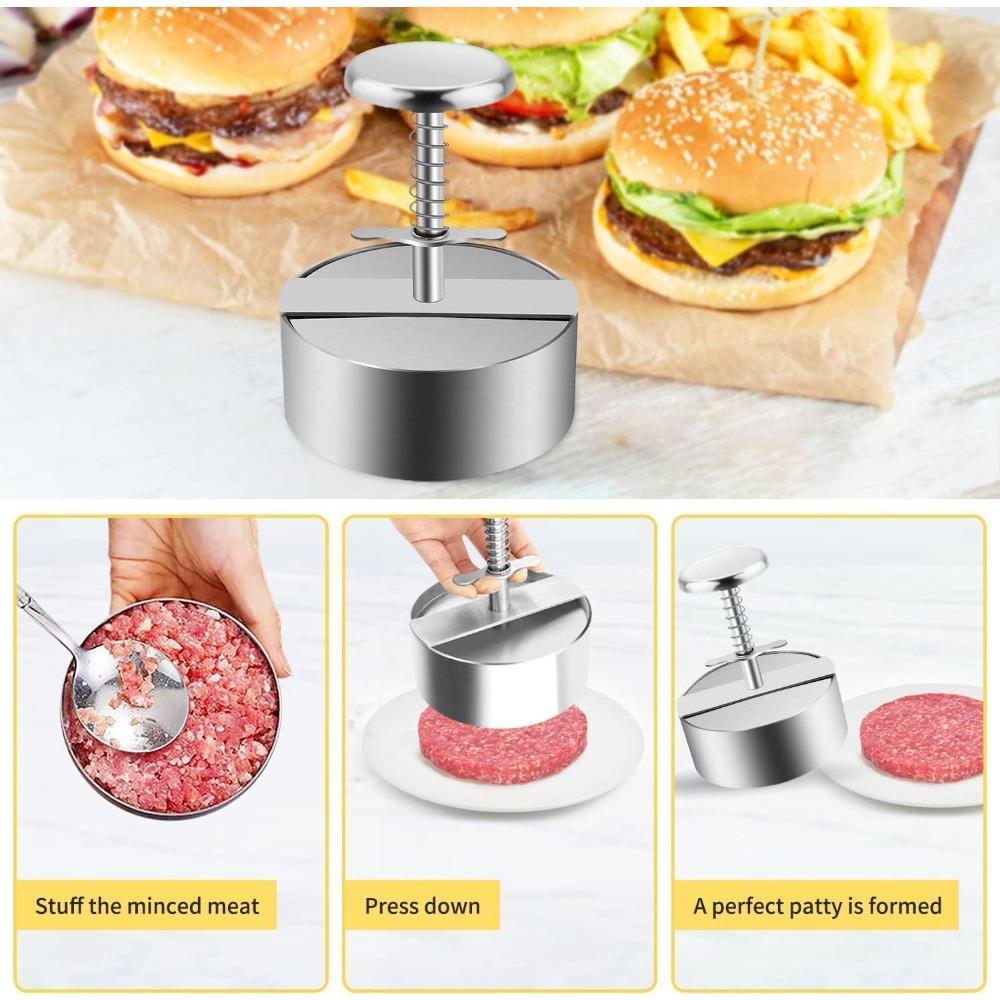 Stainless Steel Burger Press Non Stick Hamburger Patty Maker for Beef BBQ Vegetables Dishwasher Safe Kitchen Cooking Tools