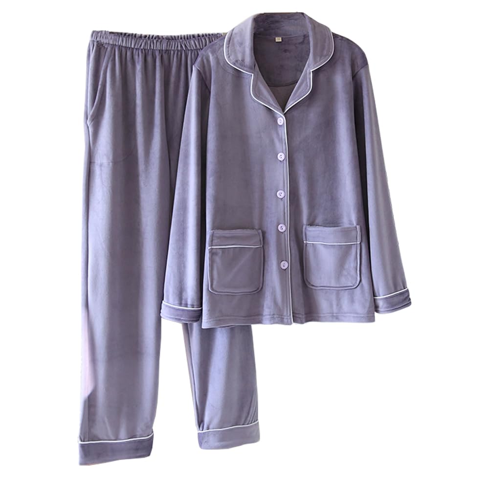 IDOHEMO Warm and Fluffy Size L Women's Pajamas, Loungewear, Fleece-Lined, Purple,