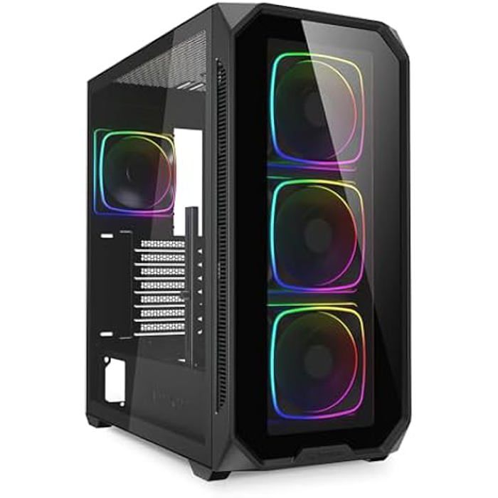 Boîtier PC ATX - SHARKOON - AK5G RGB - Verre trempé - 4 ventilateurs PWM - Refroidissement liquide