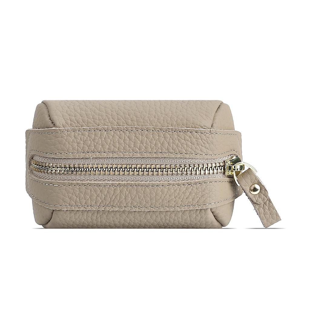 Leather Girls Mini Key Wallet With Zipper Coin Pocket For Daily Use