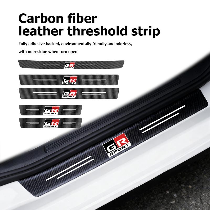 Car Interior Door Sill Strip Carbon Anti-Scratch Protector Sticker For Toyota Crown Land Cruiser RAV4 Camry Yaris Corolla Prius