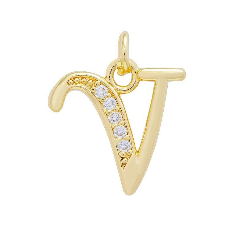 European & American Gold-Plated Copper Zircon Letter Necklace - High-End DIY Jewelry Accessory