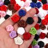 20pcs 1.5cm Polyester Rose Flowers Colorful Mini Artificial Flowers For Wedding Party DIY Wreath Clothing Headwear Decoration