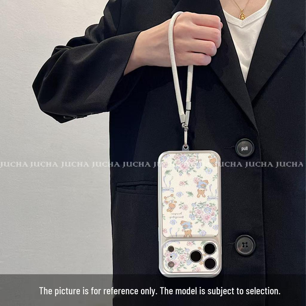Electroplated Bow Flower Rabbit Leather Case for iPhone 16 Pro Max/Apple 17